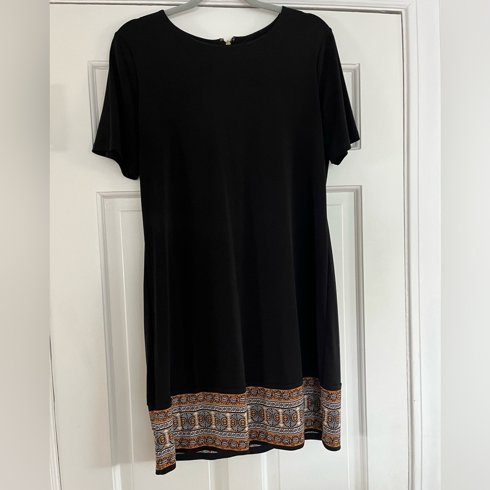 Black Dress with Patterned Hem